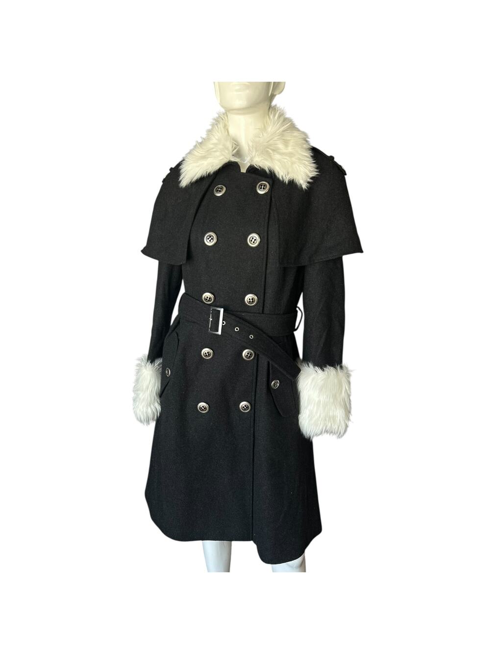 St. Sereno Long Faux Fur Peacoat Size Small NWT